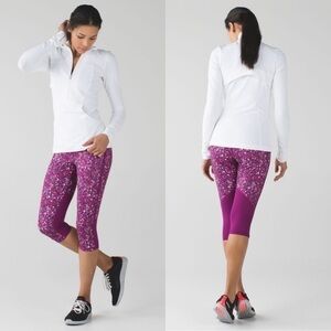 Lululemon Real Quick Crop Leggings Paradise Camo Regal Plum Womens Size 6